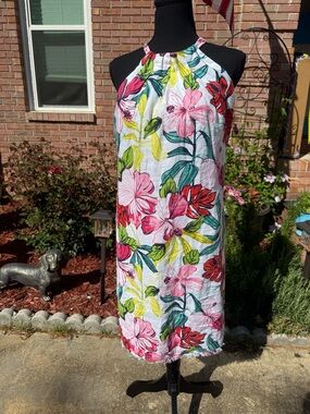 Tommy Bahama White Tropical Floral Halter Midi Dress